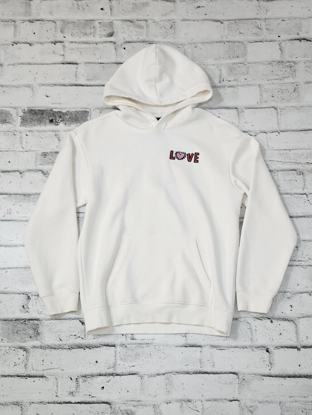 H&M Keith Haring Love Heart Graphic Hoodie Relaxed Fit Size S